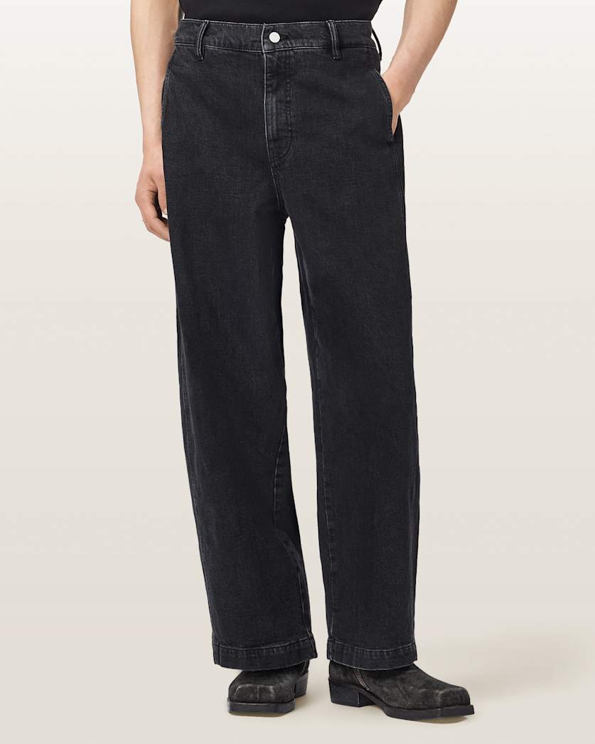 Raafi Barrel Leg Denim Jeans Washed Black | ALLSAINTS